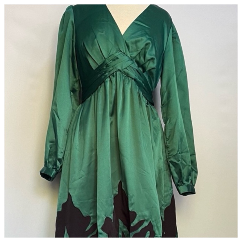 NWT Ssle Anthropologie Nikasha Emerald Green Embroidered Appliqué Maxi Dress - Picture 11 of 14